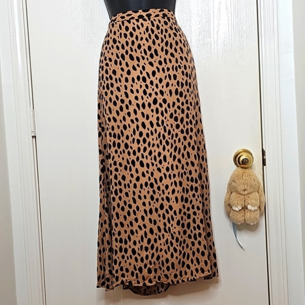 Reformation midi skirt in leo animal print